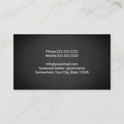 Bouwgraafmachine Plant operator Modern Zwart Visitekaartje (Achterkant)