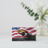 Bouwgraafmachine Plant Operator Patriottisch Visitekaartje (Staand voorkant)