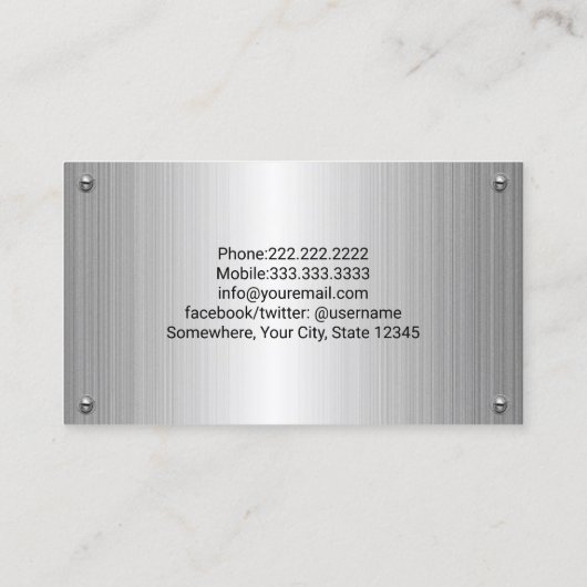 Bouwgraafmachine Plant operator zwart metaal Visitekaartje (Achterkant)