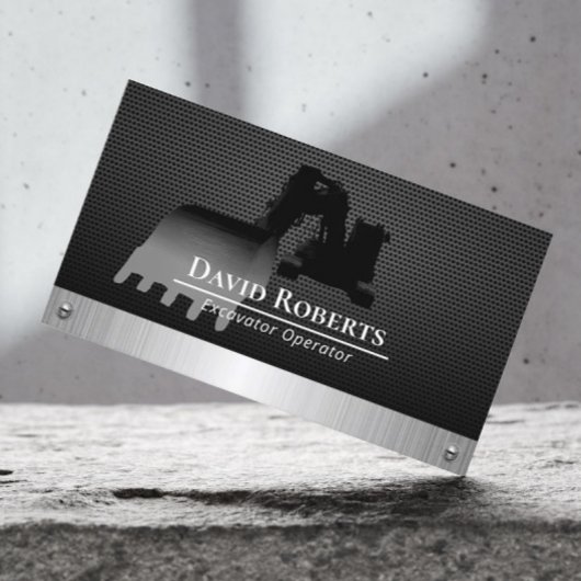 Bouwgraafmachine Plant operator zwart metaal Visitekaartje