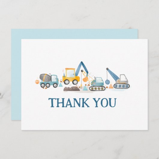 Bouwgraafmachines en vrachtwagen, dank u kaart (Voorkant / Achterkant)