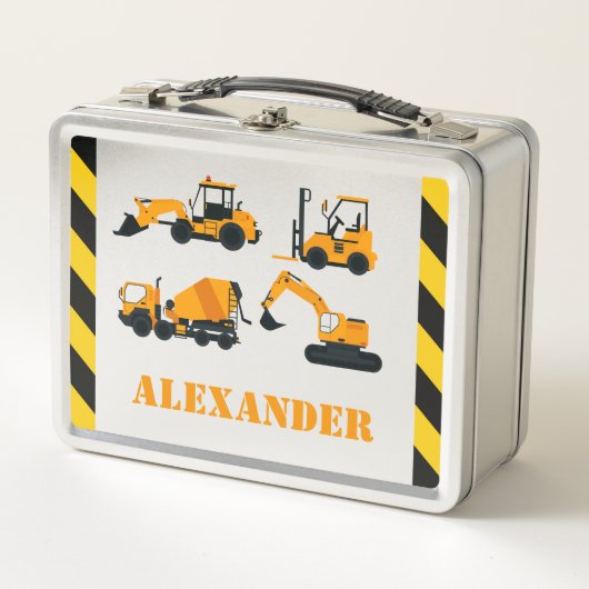 Bouwgraafmachines Kinder gepersonaliseerde lunchbo (Voorkant)