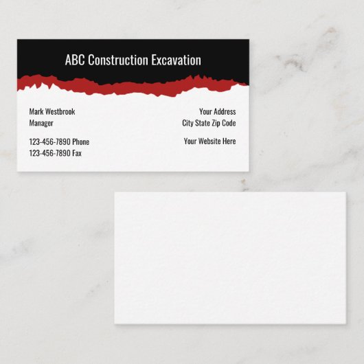 Bouwgraafwerkzaamheden Visitekaartje (Voorkant / Achterkant)