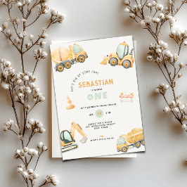 Bouwgrafiek vrachtwagen feest jongen eerste verjaa kaart