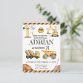 Bouwgrafiek vrachtwagen Kinderverjaardagsfeestje Briefkaart (Staand voorkant)