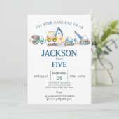 Bouwgraver Jongen Verjaardagsfeest Kaart (Staand voorkant)