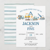 Bouwgraver Jongen Verjaardagsfeest Kaart (Voorkant / Achterkant)