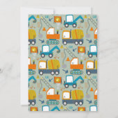 Bouwgraver Trucks Blauw 2e verjaardagsfeestje Kaart (Achterkant)
