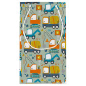 Bouwgraver Vrachtwagens Blauw 4e Verjaardagsfeest Klein Cadeauzakje (Achterkant)