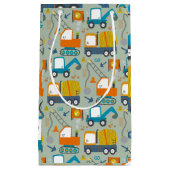 Bouwgraver Vrachtwagens Blauw 4e Verjaardagsfeest Klein Cadeauzakje (Voorkant)