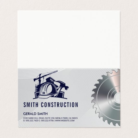 Bouwhelm constructie | Zaag | Aannemer Visitekaartje (Buitenkant ongevouwen)