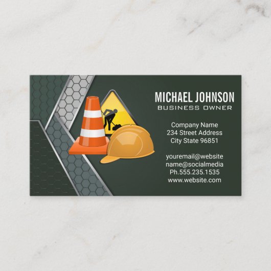 Bouwhelm en uitrusting | Blauw Boord Visitekaartje (Voorkant)