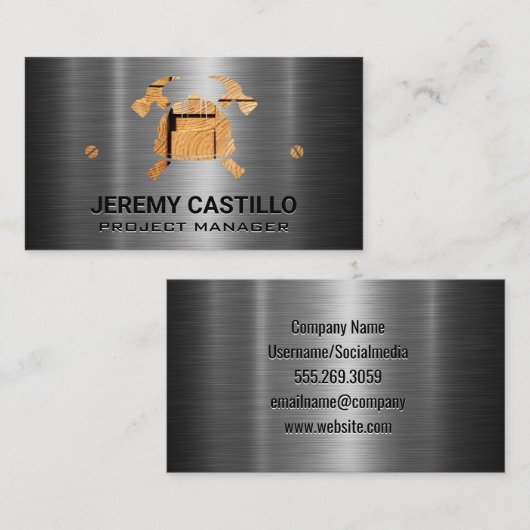 Bouwhelm | Hammer | Metaal Visitekaartje (Voorkant / Achterkant)