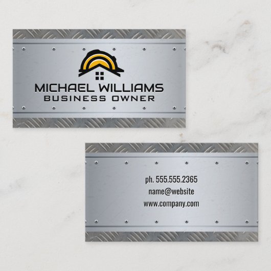 Bouwhelm | Onroerend goed | Staal Metaal Visitekaartje (Voorkant / Achterkant)