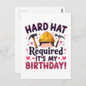 Bouwhelm vereist Het is mijn verjaardag c Briefkaart (Voorkant / Achterkant)