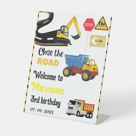 Bouwheugteken 3rd girl feestje reclamebord met voetstuk (Voorkant)