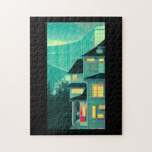 Bouwhout van winteravond legpuzzel