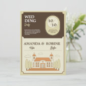  Bouwillustratie Huwelijksuitnodiging Kaart (Staand voorkant)