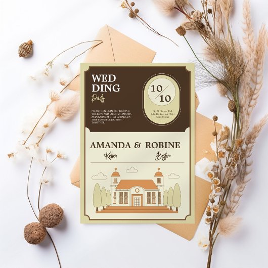  Bouwillustratie Huwelijksuitnodiging Kaart