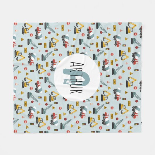 Bouwingspatroon voor Cute Blue Builder Fleece Deken (Voorkant (Horizontaal))