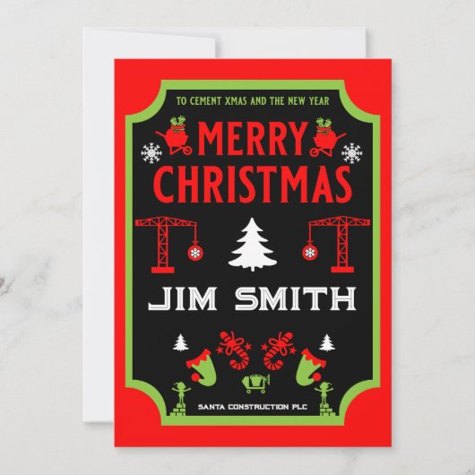 Bouwjaar kerst feestdagenkaart (Voorkant)