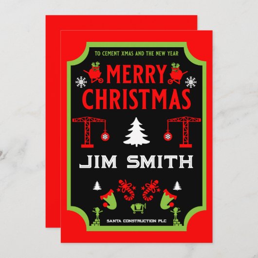 Bouwjaar kerst feestdagenkaart (Voorkant / Achterkant)