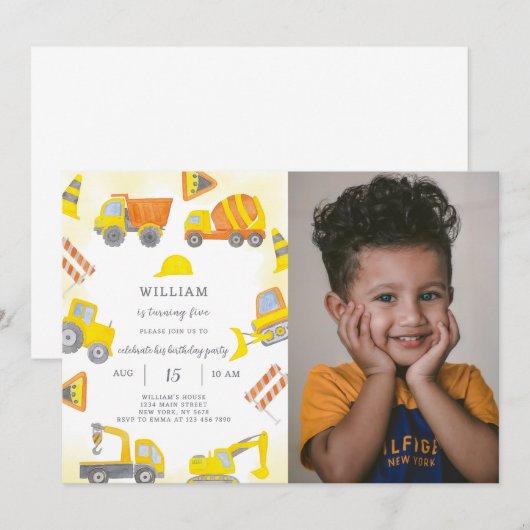 Bouwjaar Uitnodiging met foto (Voorkant / Achterkant)