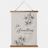 Bouwjaar van het bloemenhuis Floral Beige Hangend Wandkleed (Voorkant)