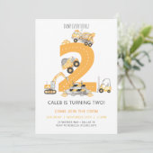 Bouwjaar Verjaardag Uitnodiging 2e verjaardag (Staand voorkant)