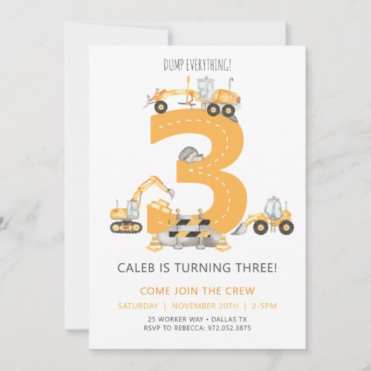 Bouwjaar Verjaardag Uitnodiging 3e verjaardag (Voorkant)