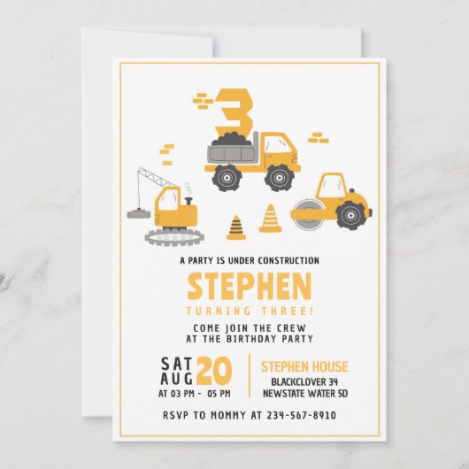 Bouwjaar Verjaardagsfeest Uitnodiging Sjablonen (Voorkant)