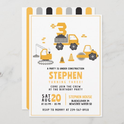 Bouwjaar Verjaardagsfeest Uitnodiging Sjablonen (Voorkant / Achterkant)