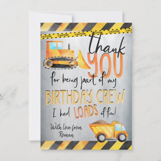 Bouwjaar Verjaardagsfeestje Dank u Nota Kaarten (Voorkant)
