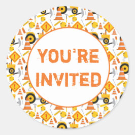 Bouwjaar Verjaardagsfeestje U bent uitgenodigd Ronde Sticker