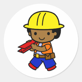 bouwjongen ronde sticker