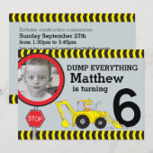 Bouwjongens 6e verjaardag feestuitnodiging kaart (Voorkant / Achterkant)