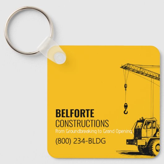 bouwkalender | Gele & zwarte kraan Sleutelhanger (Voorkant)