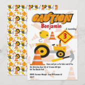 Bouwkinderen Birthday Party Kaart (Voorkant / Achterkant)