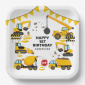 Bouwkinderen Birthday Party Papieren Bordje (Voorkant)