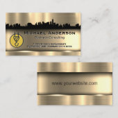 Bouwkraan | City Skyline | Goud metaal Visitekaartje (Voorkant / Achterkant)