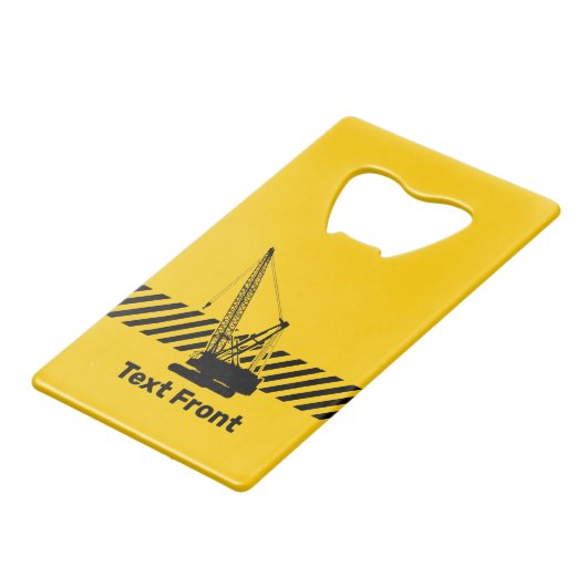 Bouwkraan Creditkaart Flessenopener (Voorkant Gekanteld)