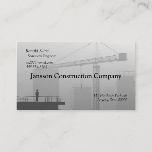 Bouwkraan en arbeider visitekaartje (Voorkant)