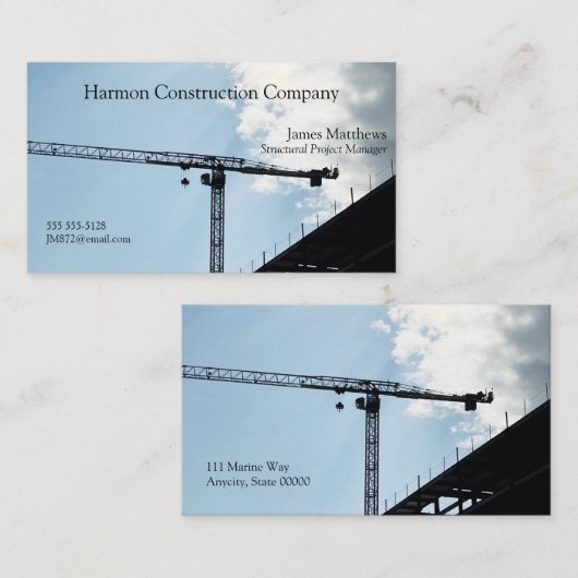 Bouwkraan en hemel visitekaartje (Voorkant / Achterkant)