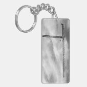 Bouwkraan en Sky Zwart-wit Foto Sleutelhanger (Voorkant Links)