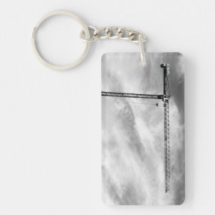Bouwkraan en Sky Zwart-wit Foto Sleutelhanger