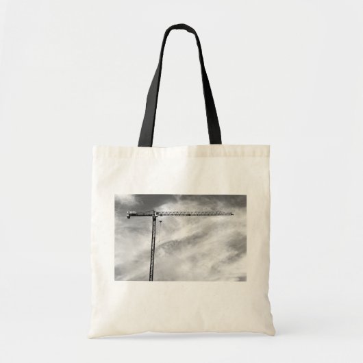 Bouwkraan en Sky Zwart-wit Foto Tote Bag (Voorkant)