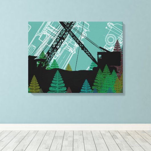 Bouwkraan Fantasy Art Crawler Crane Canvas Afdruk (Insitu (Houten vloer))