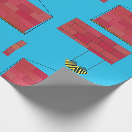 Bouwkraan Hefbakstenen muur Cadeaupapier (Hoek)