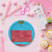 Bouwkraan Hefbakstenen muur Papieren Bordje (Feest)