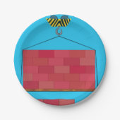 Bouwkraan Hefbakstenen muur Papieren Bordje (Voorkant)